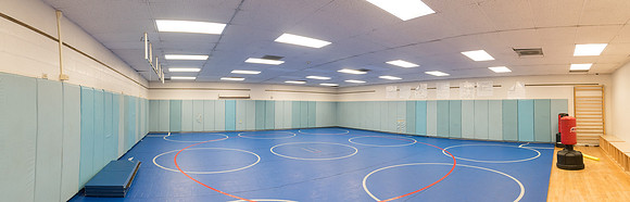 The wrestling room in the Hart building.