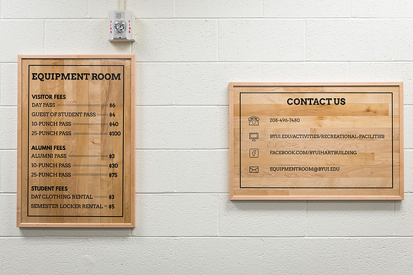 The pricing board in the Equipment room, found in the Hart Building.