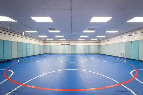 The wrestling room in the Hart building.