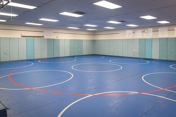The wrestling room in the Hart building.