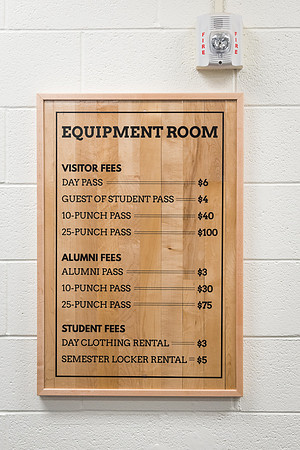 The pricing board in the Equipment room, found in the Hart Building.