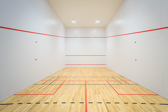 Racquetball courts can be found in the Hart Building.