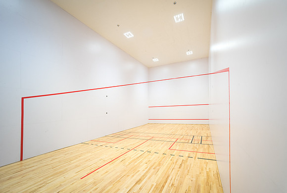 Racquetball courts can be found in the Hart Building.