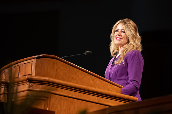 Students and faculty gather in the BYU-Idaho center for the weekly devotional.
