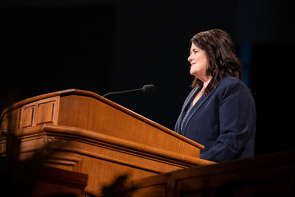 Students and faculty gather in the BYU-Idaho center for the weekly devotional.