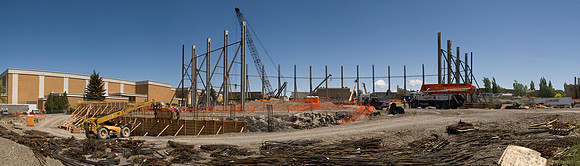 Construction on the Auditorium, later named the BYU-Idaho Center.
