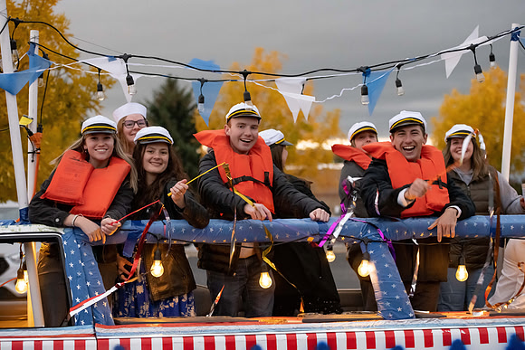 Students participate in the Spirit Week festivities that include a torch lighting and parade.
