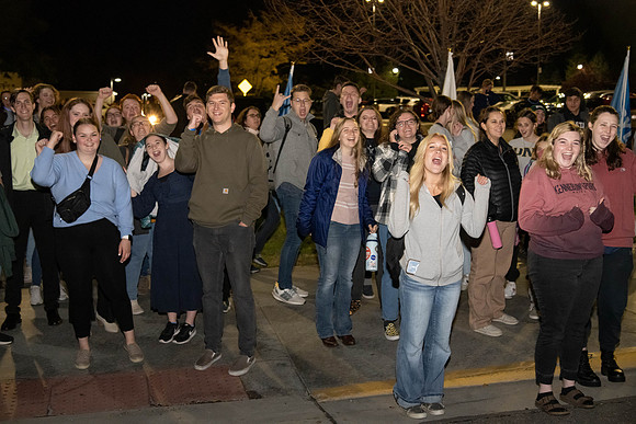 Students participate in the Spirit Week festivities that include a torch lighting and parade.
