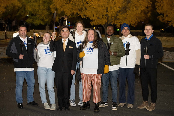 Students participate in the Spirit Week festivities that include a torch lighting and parade.