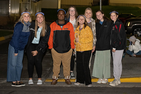 Students participate in the Spirit Week festivities that include a torch lighting and parade.