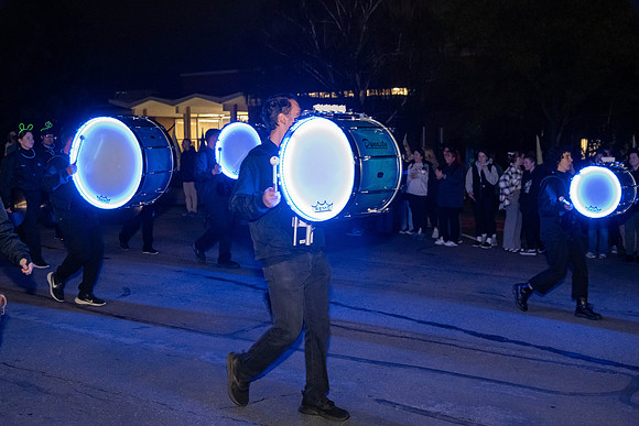 Students participate in the Spirit Week festivities that include a torch lighting and parade.