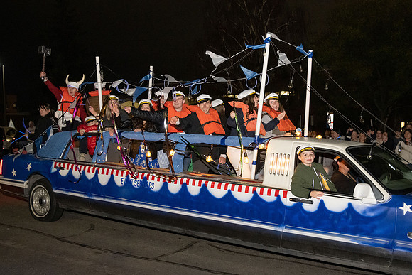 Students participate in the Spirit Week festivities that include a torch lighting and parade.