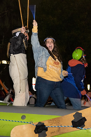 Students participate in the Spirit Week festivities that include a torch lighting and parade.
