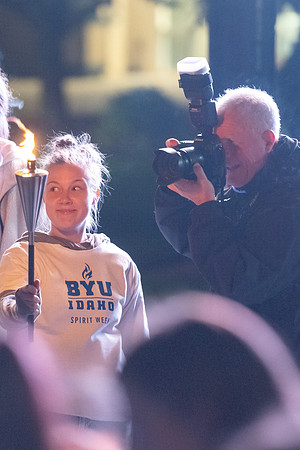 Students participate in the Spirit Week festivities that include a torch lighting and parade.