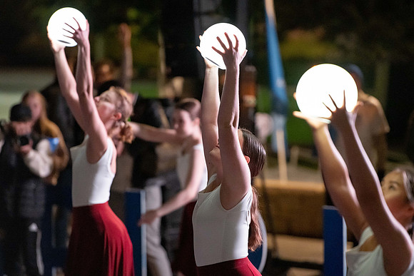 Students participate in the Spirit Week festivities that include a torch lighting and parade.