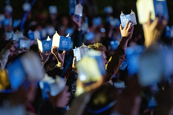 Students participate in the Spirit Week festivities that include a torch lighting and parade.
