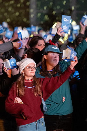 Students participate in the Spirit Week festivities that include a torch lighting and parade.
