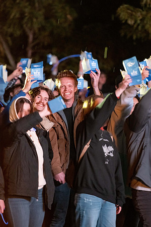 Students participate in the Spirit Week festivities that include a torch lighting and parade.