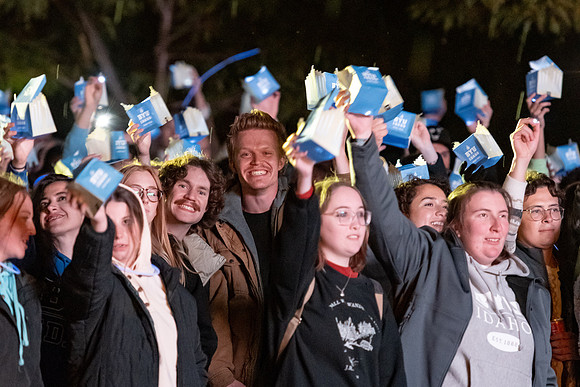 Students participate in the Spirit Week festivities that include a torch lighting and parade.