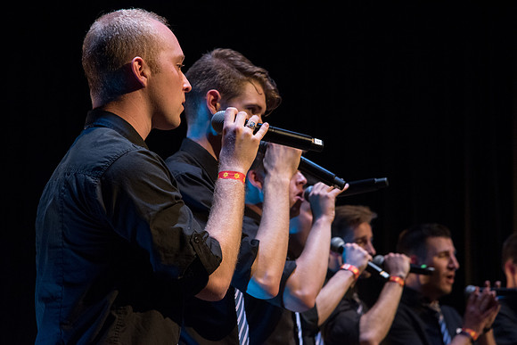BYU-Idaho's first ever A'Cappella Show. Apollo A Cappella, a collegiate Vocal Band consisting of 9 male voices, performs at the little theatre in Manwaring Center.