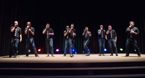 BYU-Idaho's first ever A'Cappella Show. Apollo A Cappella, a collegiate Vocal Band consisting of 9 male voices, performs at the little theatre in Manwaring Center.