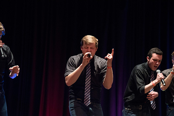 BYU-Idaho's first ever A'Cappella Show. Apollo A Cappella, a collegiate Vocal Band consisting of 9 male voices, performs at the little theatre in Manwaring Center.