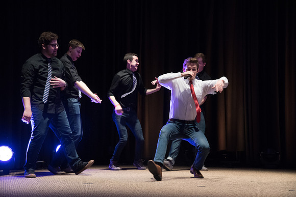 BYU-Idaho's first ever A'Cappella Show. Apollo A Cappella, a collegiate Vocal Band consisting of 9 male voices, performs at the little theatre in Manwaring Center.