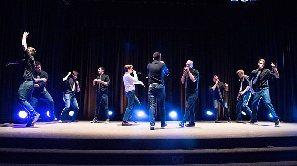 BYU-Idaho's first ever A'Cappella Show. Apollo A Cappella, a collegiate Vocal Band consisting of 9 male voices, performs at the little theatre in Manwaring Center.