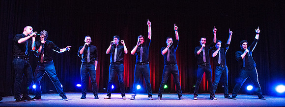 BYU-Idaho's first ever A'Cappella Show. Apollo A Cappella, a collegiate Vocal Band consisting of 9 male voices, performs at the little theatre in Manwaring Center.