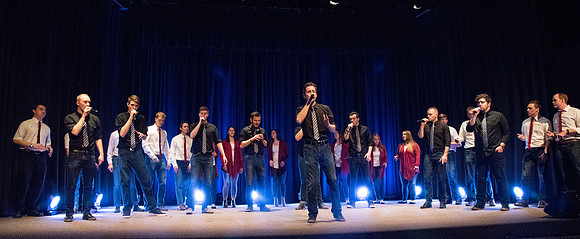 Apollo A Cappella and BYU-Idaho Student A Cappella Group perform together.