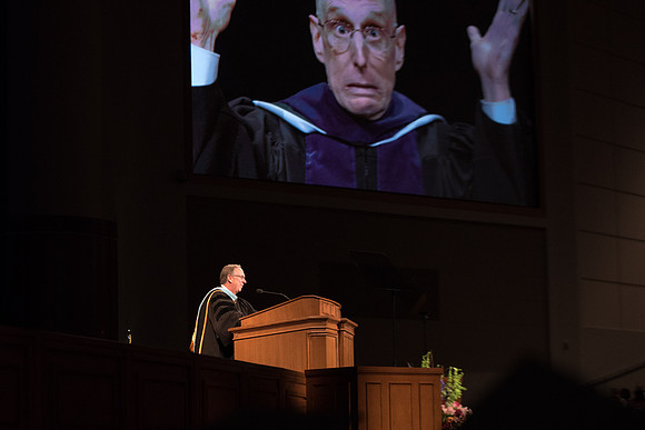 Elder Vern P. Stanfill, general Authority Seventy, addres at the commencement services.
