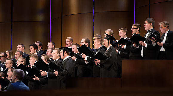 BYU-Idaho Winter Semester Graduation. Choir with graduating members during Commencement. Apr 2018