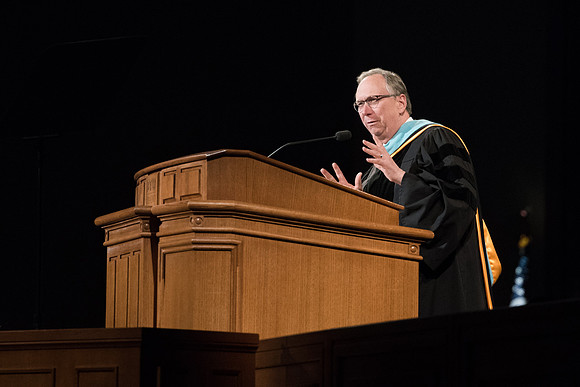 BYU-Idaho Winter Semester Graduation. Elder Vern P. Stanfill, guest speaker during Commencement. Apr 2018