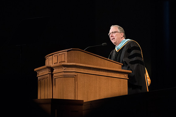 BYU-Idaho Winter Semester Graduation. Elder Vern P. Stanfill, guest speaker during Commencement. Apr 2018