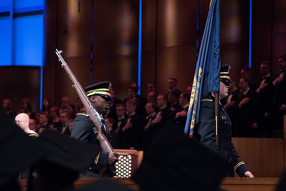 BYU-Idaho Winter Semester Graduation. Posting of Colors by ROTC during Commencement. Apr 2018