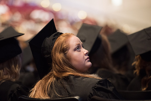 BYU-Idaho Winter Semester Graduation. A graduate during Commencement. Apr 2018