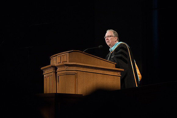 BYU-Idaho Winter Semester Graduation. Elder Vern P. Stanfill, guest speaker during Commencement. Apr 2018