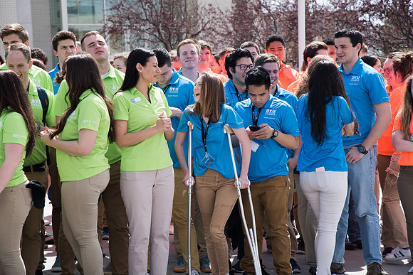 BYU-Idaho Get Connected Volunteers group photo. Apr 2018