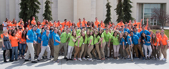 BYU-Idaho Get Connected Volunteers group photo. Apr 2018