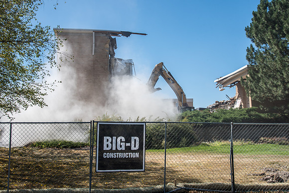 Big D Construction doing some major Destruction to the Kirkham Building.