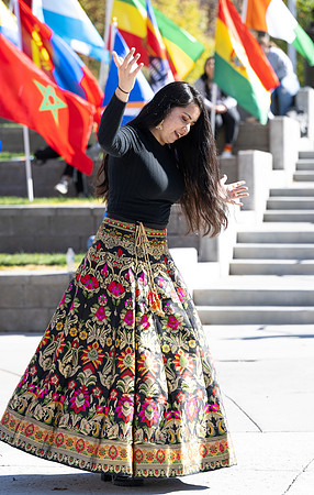 International Students show their spirit at the Spirit Week Cultural Fashion Show.