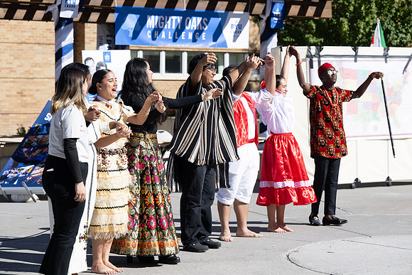 International Students show their spirit at the Spirit Week Cultural Fashion Show.