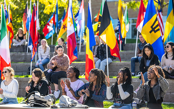 International Students show their spirit at the Spirit Week Cultural Fashion Show.