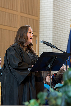 Kailey Anona Bingham performs the musical number at the College of Eduation and Human Development convocation.