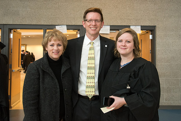 Graduates meet in the I-Center Courts for Processional.