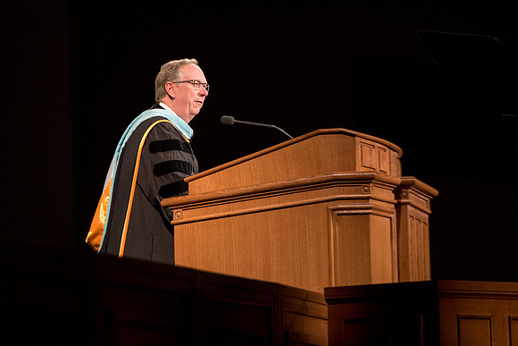 Elder Vern P. Stanfill, general Authority Seventy, addres at the commencement services.