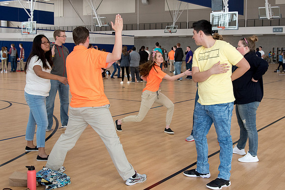 New students enjoy a free meal and spend time with all the new students.