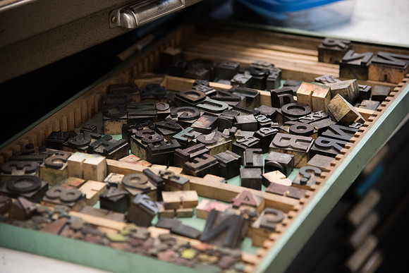 BYU-Idaho first week of Spring Semester. Lithography letters for printing press. Apr 2018