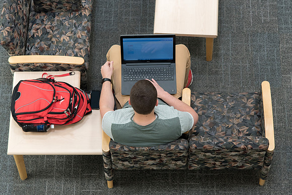 Students studying on campus.
