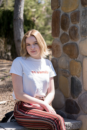 Rachel Whitley-Ross, sophomore, studying on campus.